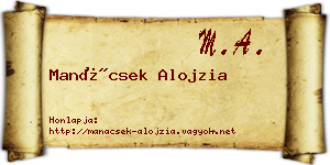 Manácsek Alojzia névjegykártya